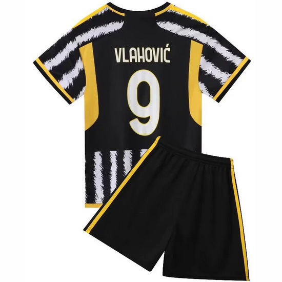 23/24 Dusan Vlahovic #9 Black Team Home Youth Soccer Shirt