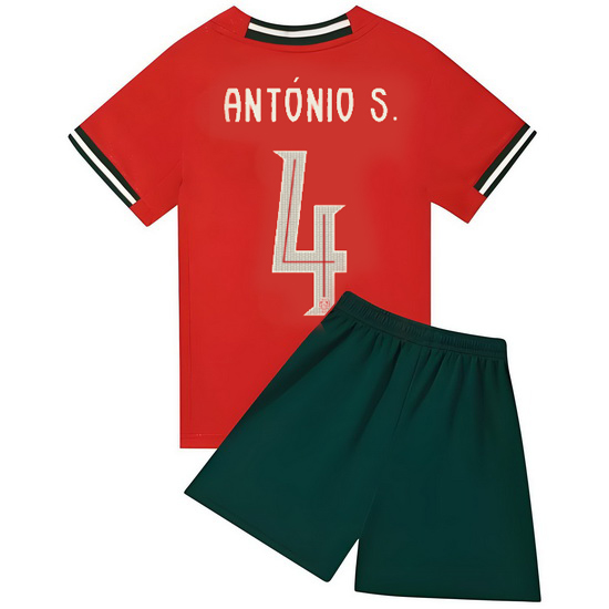 2025 Antonio Silva #4 Red Portugal Home Youth Soccer Shirt