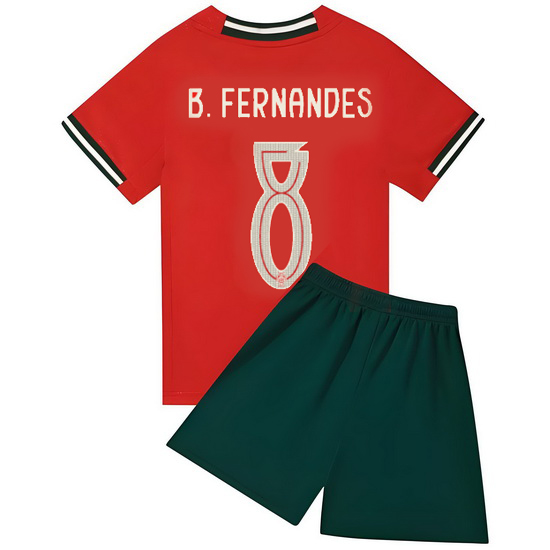 2025 Bruno Fernandes #8 Red Portugal Home Youth Soccer Shirt