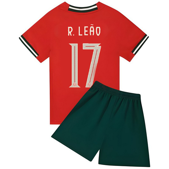 2025 Rafael Leao #17 Red Portugal Home Youth Soccer Shirt