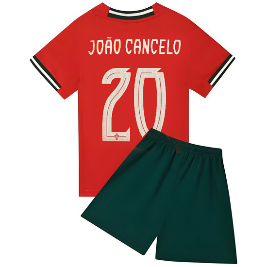 2025 Joao Cancelo #20 Red Portugal Home Youth Soccer Shirt