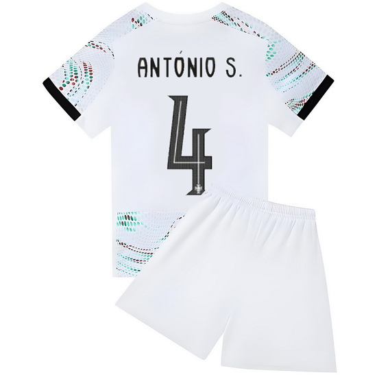 25/26 Antonio Silva #4 White Portugal Away Youth Soccer Shirt