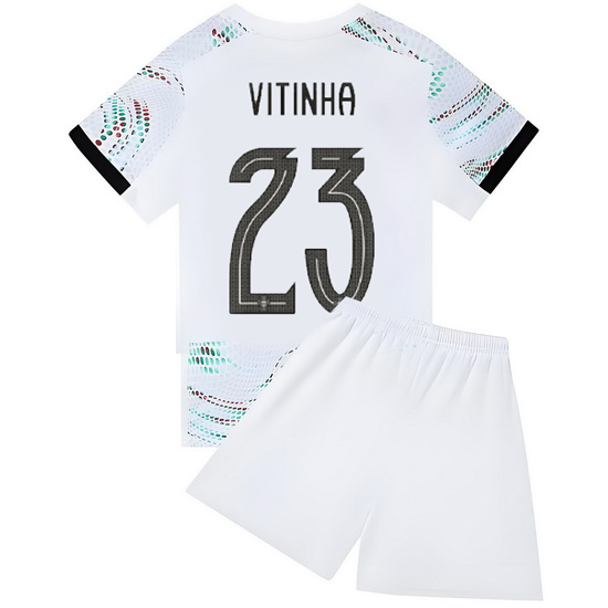 25/26 Vitinha #23 White Portugal Away Youth Soccer Shirt