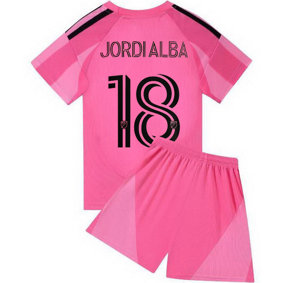 25/26 Jordi Alba #18 Pink Team Home Youth Soccer Shirt