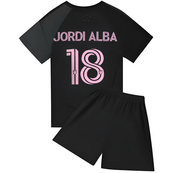 2025 Jordi Alba #18 Black Team Away Youth Soccer Shirt