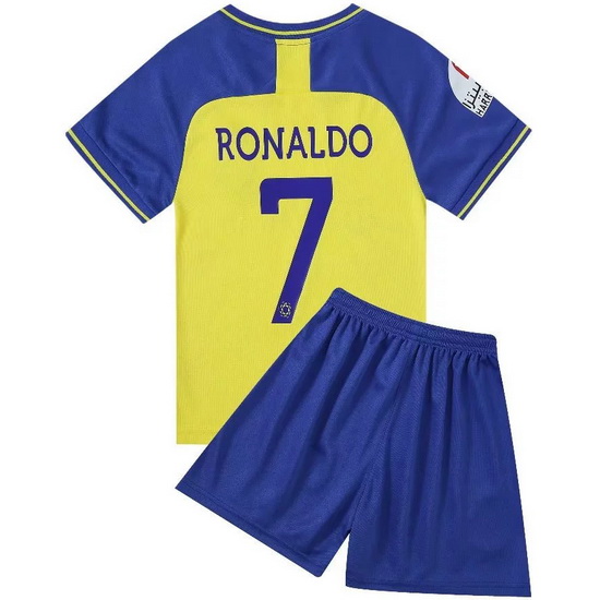 22/23 Cristiano Ronaldo #7 Yellow Team Home Kids Soccer Shirt