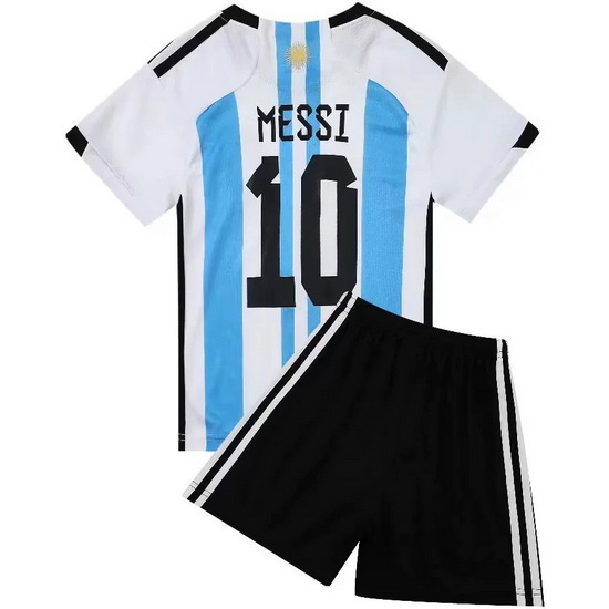 2022 Lionel Messi #10 White Argentina Home Kids Soccer Shirt