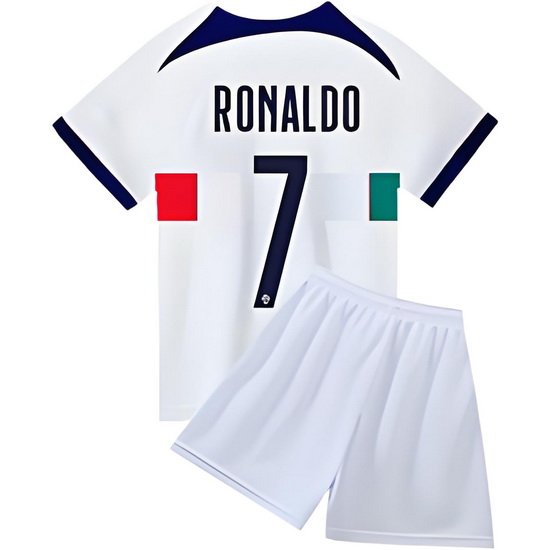 2022 Cristiano Ronaldo #7 White Portugal Away Youth Soccer Shirt