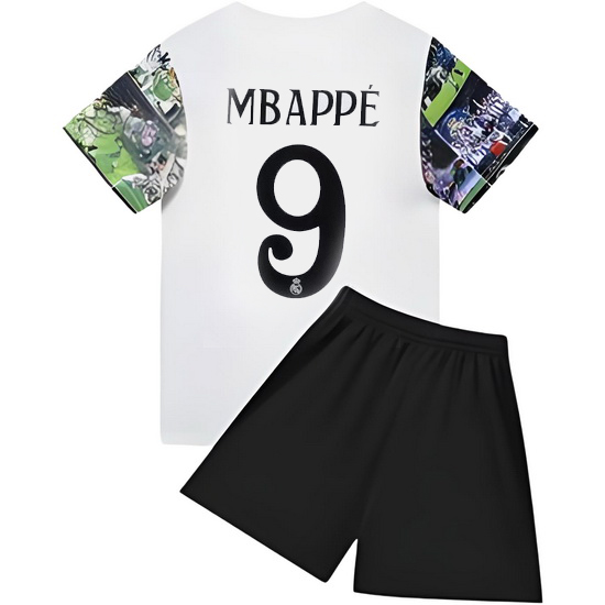 2025 Kylian Mbappe #9 White Team Special Youth Soccer Shirt