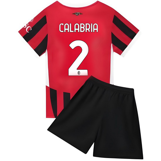 24/25 Davide Calabria #2 Red Team Home Youth Soccer Shirt