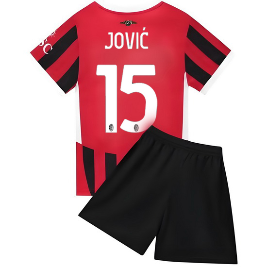 24/25 Luka Jovic #15 Red Team Home Youth Soccer Shirt