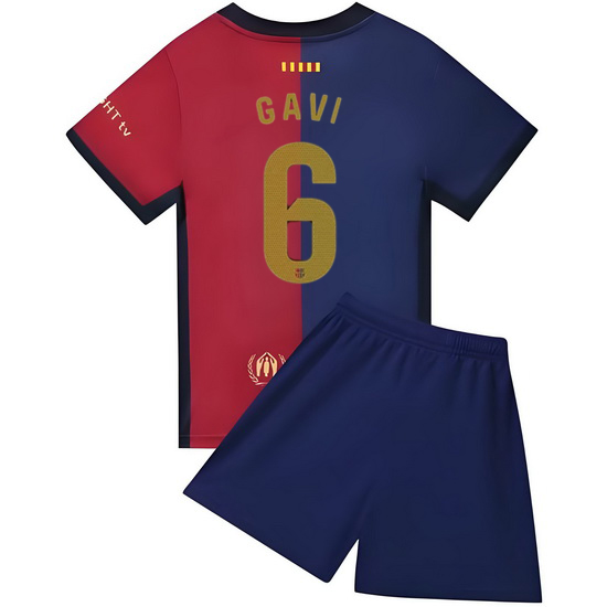 24/25 Gavi #6 Blue/Garnet Team Home Youth Soccer Shirt