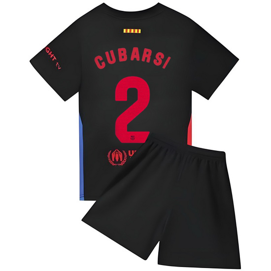 24/25 Pau Cubarsi #2 Black Team Away Youth Soccer Shirt