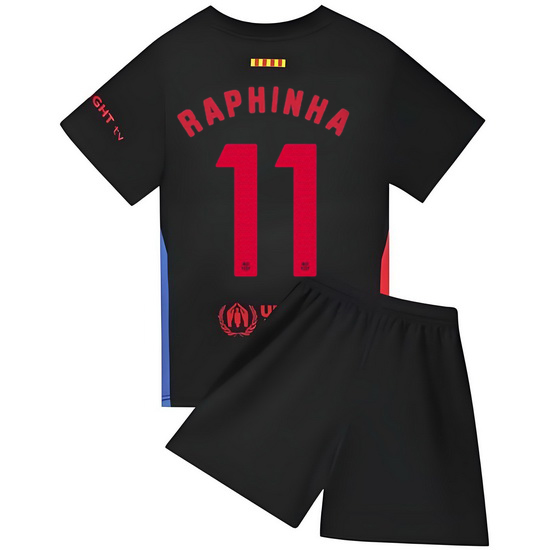 24/25 Raphinha #11 Black Team Away Youth Soccer Shirt
