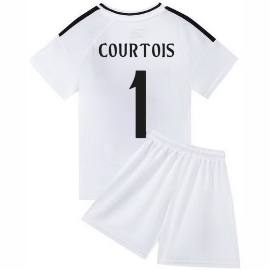24/25 Thibaut Courtois #1 White Team Home Youth Soccer Shirt
