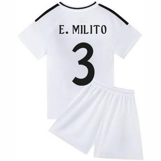 24/25 Eder Militao #3 White Team Home Youth Soccer Shirt