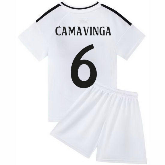 24/25 Eduardo Camavinga #6 White Team Home Youth Soccer Shirt