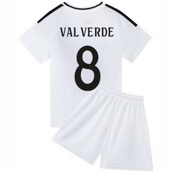 24/25 Federico Valverde #8 White Team Home Youth Soccer Shirt