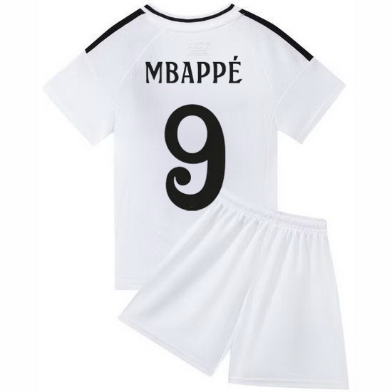 24/25 Kylian Mbappe #9 White Team Home Youth Soccer Shirt