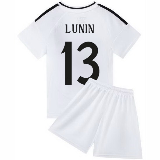 24/25 Andriy Lunin #13 White Team Home Youth Soccer Shirt