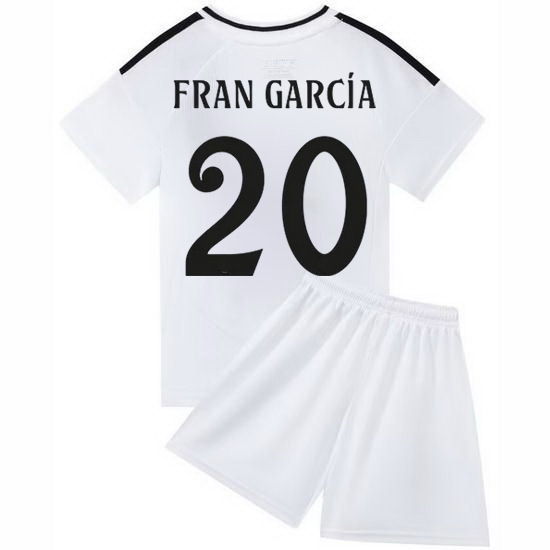 24/25 Fran Garcia #20 White Team Home Youth Soccer Shirt