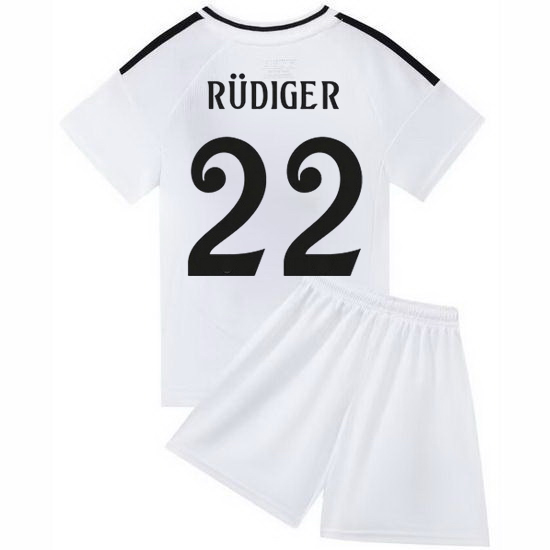 24/25 Antonio Rudiger #22 White Team Home Youth Soccer Shirt