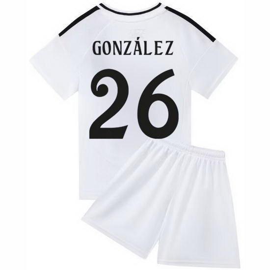 24/25 Fran Gonzalez #26 White Team Home Youth Soccer Shirt