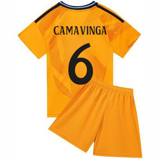 24/25 Eduardo Camavinga #6 Orange Team Away Youth Soccer Shirt
