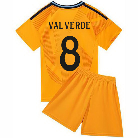 24/25 Federico Valverde #8 Orange Team Away Youth Soccer Shirt