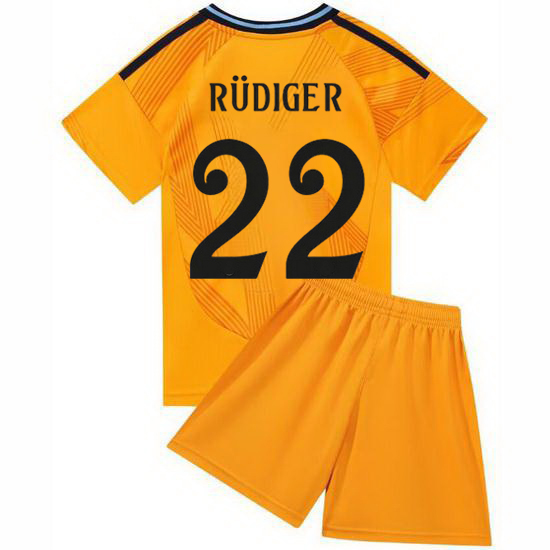 24/25 Antonio Rudiger #22 Orange Team Away Youth Soccer Shirt