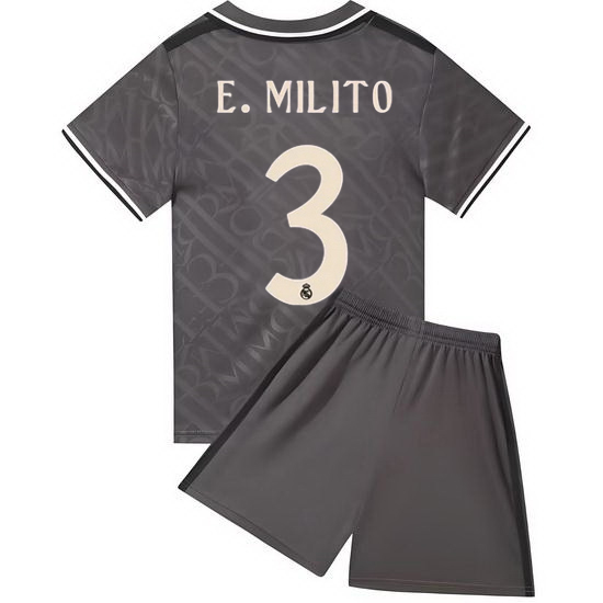 24/25 Eder Militao #3 Charcoal Team Third Youth Soccer Shirt