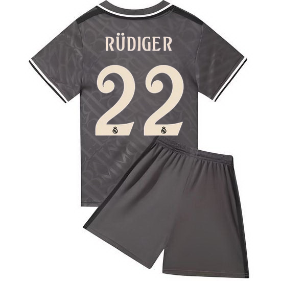 24/25 Antonio Rudiger #22 Charcoal Team Third Youth Soccer Shirt