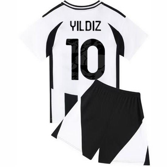 24/25 Kenan Yildiz #10 White/Black Team Home Youth Shirt