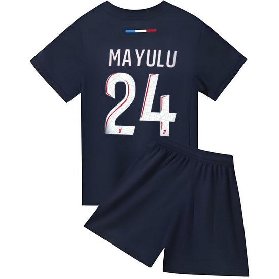 24/25 Senny Mayulu #24 Red/Blue Team Home Youth Soccer Shirt