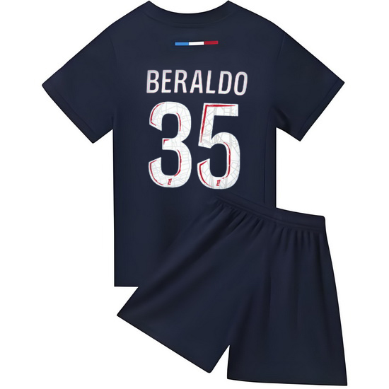 24/25 Lucas Beraldo #35 Red/Blue Team Home Youth Soccer Shirt