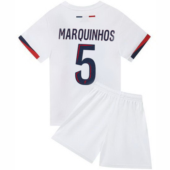 24/25 Marquinhos #5 White Team Away Youth Soccer Shirt