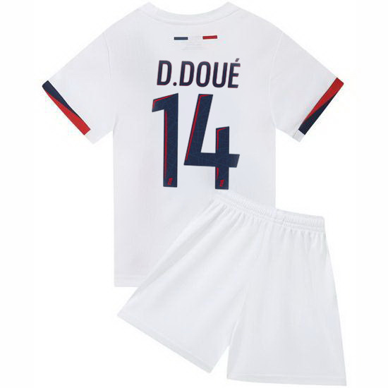 24/25 Desire Doue #14 White Team Away Youth Soccer Shirt