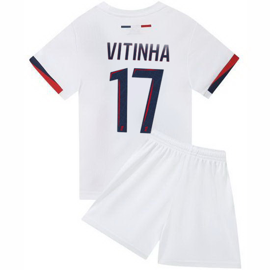 24/25 Vitinha #17 White Team Away Youth Soccer Shirt