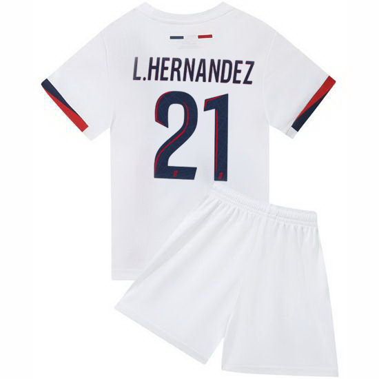 24/25 Lucas Hernandez #21 White Team Away Youth Soccer Shirt