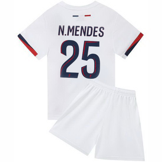24/25 Nuno Mendes #25 White Team Away Youth Soccer Shirt