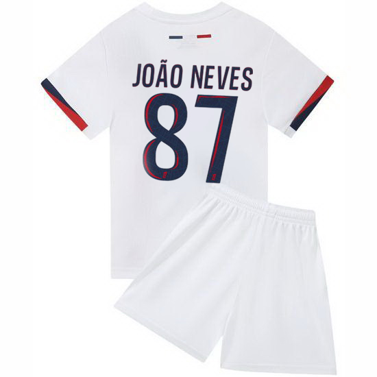 24/25 Joao Neves #87 White Team Away Youth Soccer Shirt
