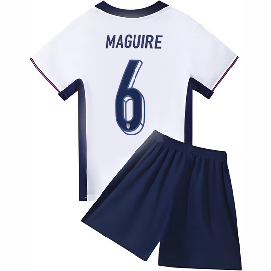 2024 Harry Maguire #6 White England Home Kids Soccer Jersey