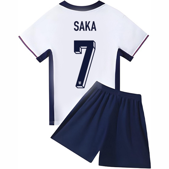 2024 Bukayo Saka #7 White England Home Kids Soccer Jersey