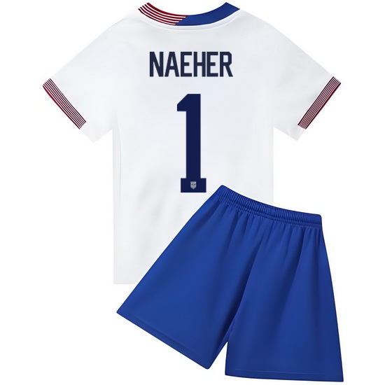 2024 Alyssa Naeher #1 White USA Home Kids Soccer Jersey