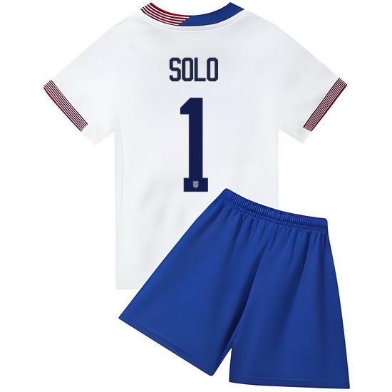 2024 Hope Solo #1 White USA Home Kids Soccer Jersey
