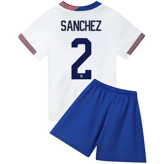 2024 Ashley Sanchez #2 White USA Home Kids Soccer Jersey