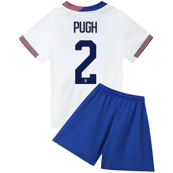 2024 Mallory Pugh #2 White USA Home Kids Soccer Jersey