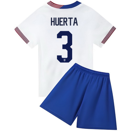 2024 Sofia Huerta #3 White USA Home Kids Soccer Jersey