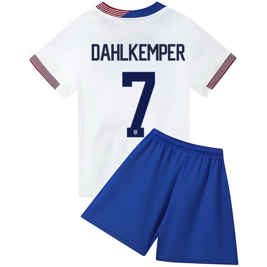 2024 Abby Dahlkemper #7 White USA Home Kids Soccer Jersey