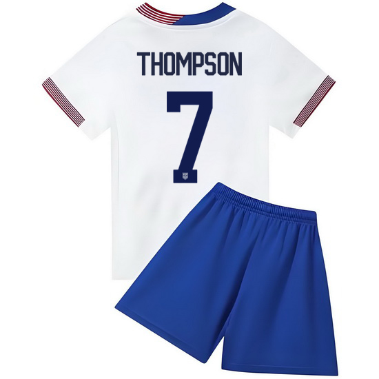 2024 Alyssa Thompson #7 White USA Home Kids Soccer Jersey